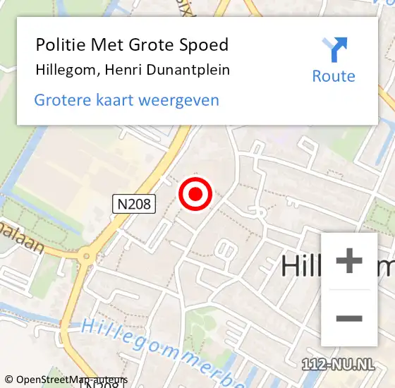 Locatie op kaart van de 112 melding: Politie Met Grote Spoed Naar Hillegom, Henri Dunantplein op 9 maart 2024 18:59