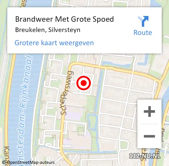 Locatie op kaart van de 112 melding: Brandweer Met Grote Spoed Naar Breukelen, Silversteyn op 9 maart 2024 19:06