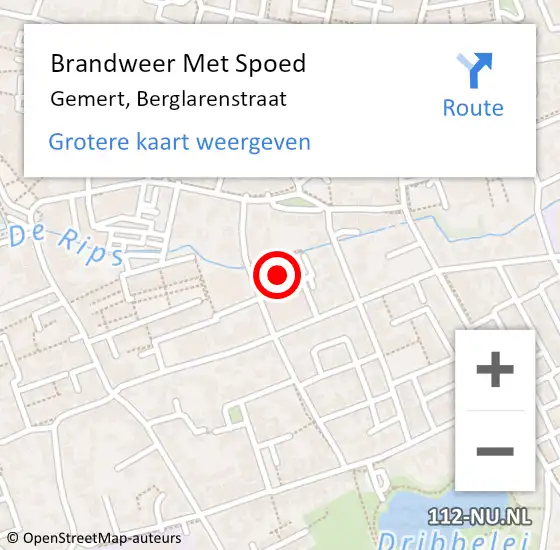 Locatie op kaart van de 112 melding: Brandweer Met Spoed Naar Gemert, Berglarenstraat op 9 maart 2024 19:06