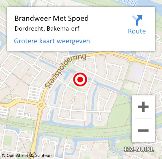 Locatie op kaart van de 112 melding: Brandweer Met Spoed Naar Dordrecht, Bakema-erf op 9 maart 2024 19:18