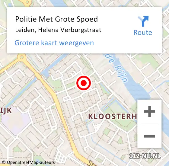 Locatie op kaart van de 112 melding: Politie Met Grote Spoed Naar Leiden, Helena Verburgstraat op 9 maart 2024 19:19