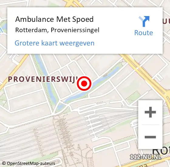 Locatie op kaart van de 112 melding: Ambulance Met Spoed Naar Rotterdam, Provenierssingel op 9 maart 2024 20:00