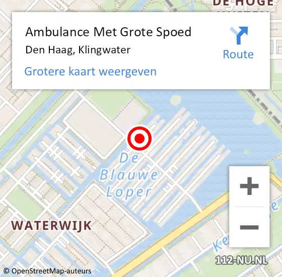 Locatie op kaart van de 112 melding: Ambulance Met Grote Spoed Naar Den Haag, Klingwater op 9 maart 2024 20:18