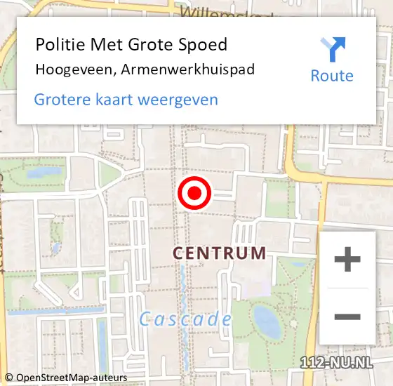 Locatie op kaart van de 112 melding: Politie Met Grote Spoed Naar Hoogeveen, Armenwerkhuispad op 9 maart 2024 20:22
