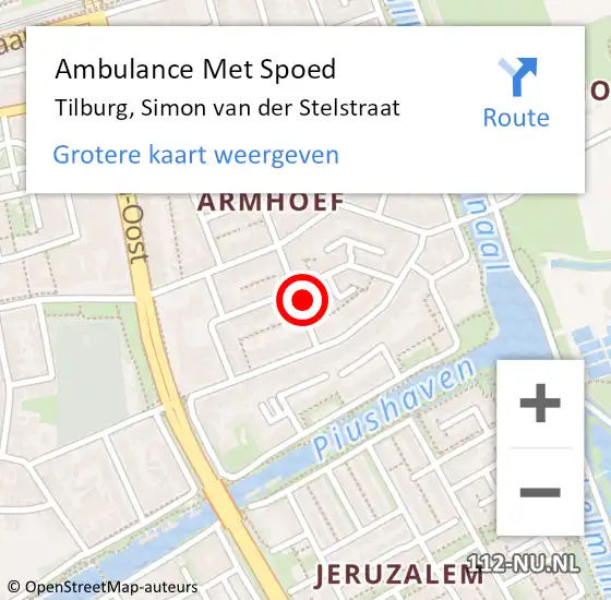 Locatie op kaart van de 112 melding: Ambulance Met Spoed Naar Tilburg, Simon van der Stelstraat op 28 september 2014 16:30