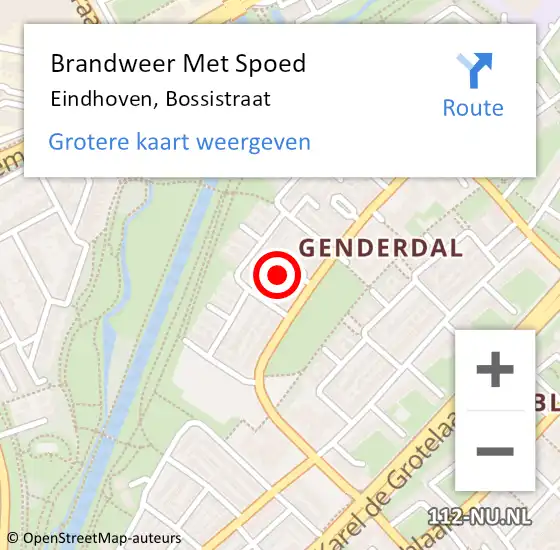 Locatie op kaart van de 112 melding: Brandweer Met Spoed Naar Eindhoven, Bossistraat op 9 maart 2024 21:49