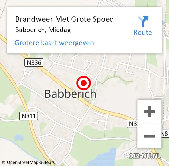 Locatie op kaart van de 112 melding: Brandweer Met Grote Spoed Naar Babberich, Middag op 9 maart 2024 21:56