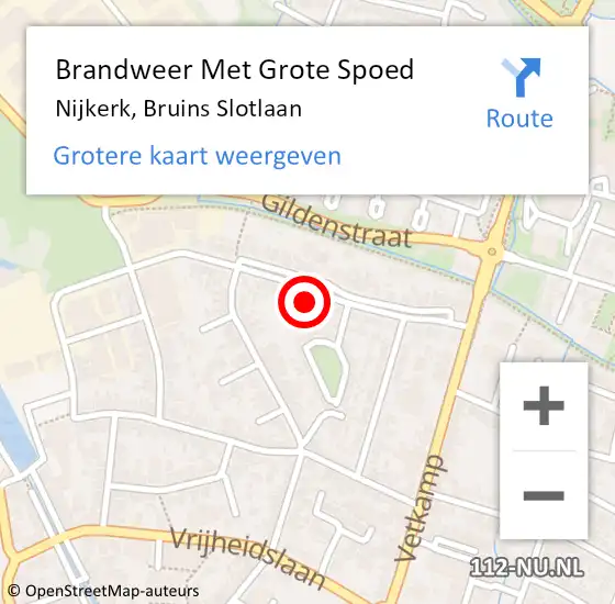 Locatie op kaart van de 112 melding: Brandweer Met Grote Spoed Naar Nijkerk, Bruins Slotlaan op 9 maart 2024 21:56