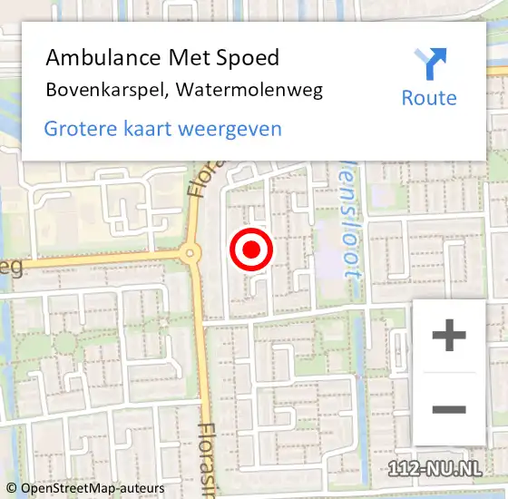 Locatie op kaart van de 112 melding: Ambulance Met Spoed Naar Bovenkarspel, Watermolenweg op 9 maart 2024 21:59
