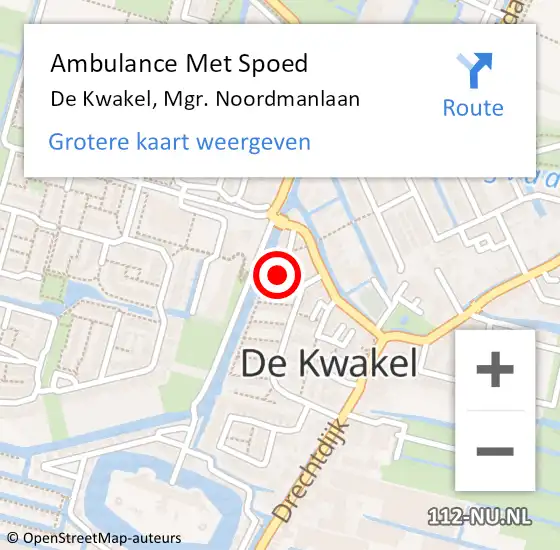 Locatie op kaart van de 112 melding: Ambulance Met Spoed Naar De Kwakel, Mgr. Noordmanlaan op 9 maart 2024 22:05