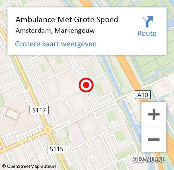 Locatie op kaart van de 112 melding: Ambulance Met Grote Spoed Naar Amsterdam, Markengouw op 9 maart 2024 22:07