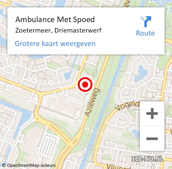 Locatie op kaart van de 112 melding: Ambulance Met Spoed Naar Zoetermeer, Driemasterwerf op 9 maart 2024 22:28