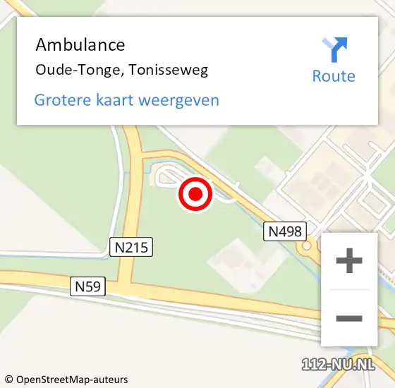 Locatie op kaart van de 112 melding: Ambulance Oude-Tonge, Tonisseweg op 9 maart 2024 22:38