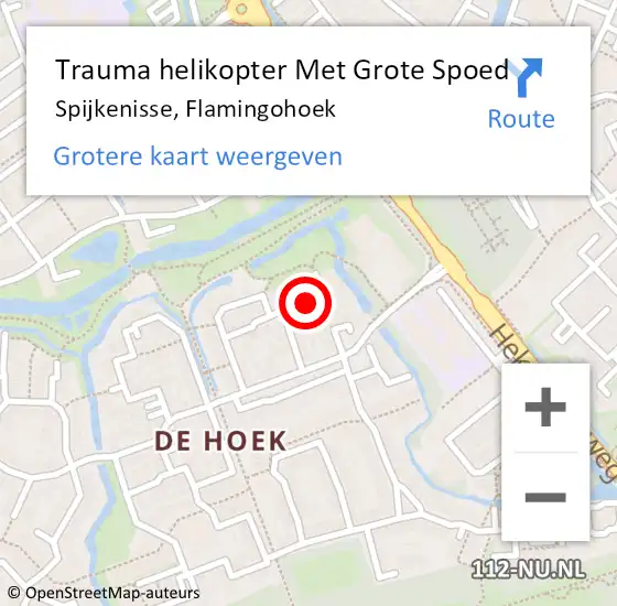 Locatie op kaart van de 112 melding: Trauma helikopter Met Grote Spoed Naar Spijkenisse, Flamingohoek op 9 maart 2024 23:11