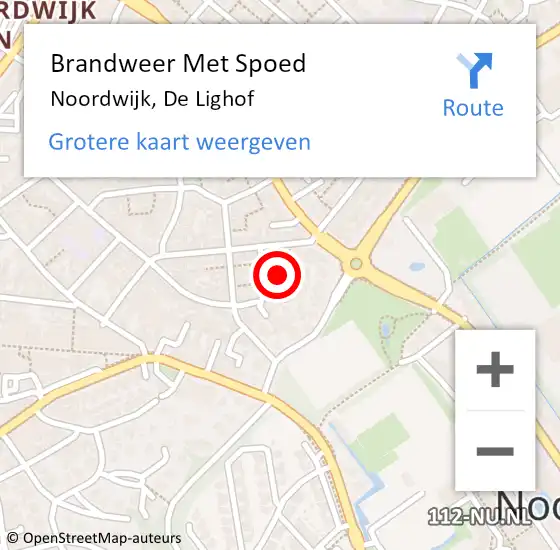 Locatie op kaart van de 112 melding: Brandweer Met Spoed Naar Noordwijk, De Lighof op 9 maart 2024 23:38