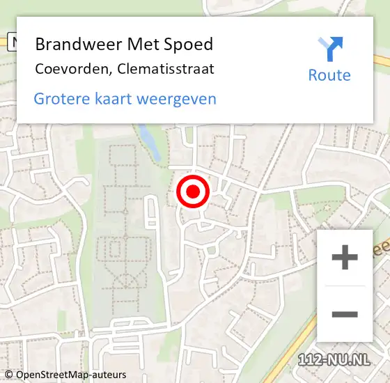 Locatie op kaart van de 112 melding: Brandweer Met Spoed Naar Coevorden, Clematisstraat op 9 maart 2024 23:46