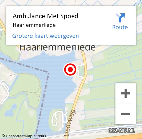 Locatie op kaart van de 112 melding: Ambulance Met Spoed Naar Haarlemmerliede op 10 maart 2024 00:07