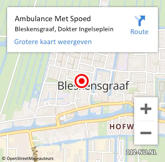 Locatie op kaart van de 112 melding: Ambulance Met Spoed Naar Bleskensgraaf, Dokter Ingelseplein op 10 maart 2024 00:27