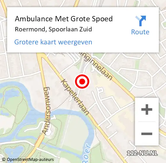 Locatie op kaart van de 112 melding: Ambulance Met Grote Spoed Naar Roermond, Spoorlaan Zuid op 10 maart 2024 00:44