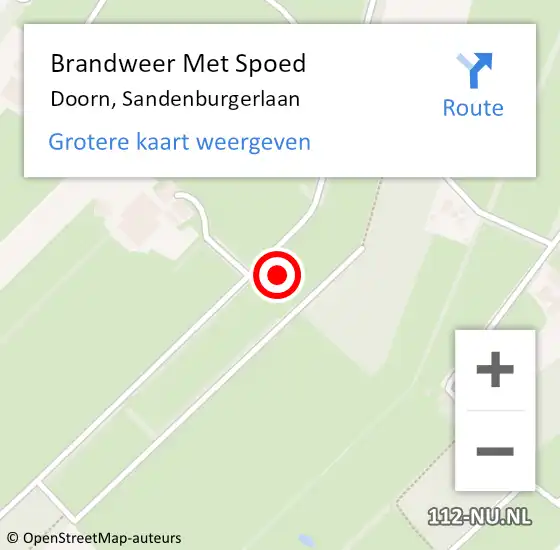 Locatie op kaart van de 112 melding: Brandweer Met Spoed Naar Doorn, Sandenburgerlaan op 10 maart 2024 00:54