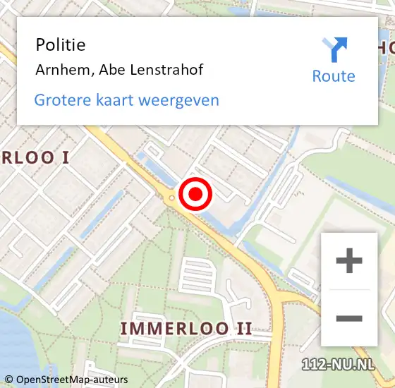 Locatie op kaart van de 112 melding: Politie Arnhem, Abe Lenstrahof op 10 maart 2024 01:01