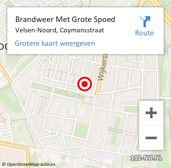 Locatie op kaart van de 112 melding: Brandweer Met Grote Spoed Naar Velsen-Noord, Coymansstraat op 10 maart 2024 01:10