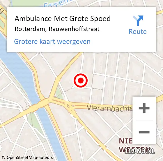 Locatie op kaart van de 112 melding: Ambulance Met Grote Spoed Naar Rotterdam, Rauwenhoffstraat op 10 maart 2024 01:17
