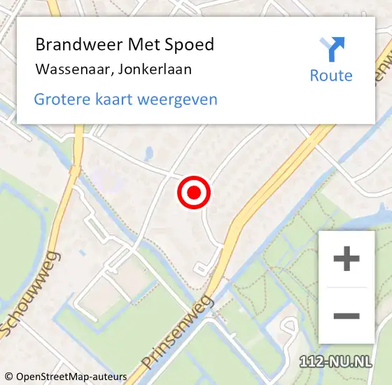 Locatie op kaart van de 112 melding: Brandweer Met Spoed Naar Wassenaar, Jonkerlaan op 10 maart 2024 01:18