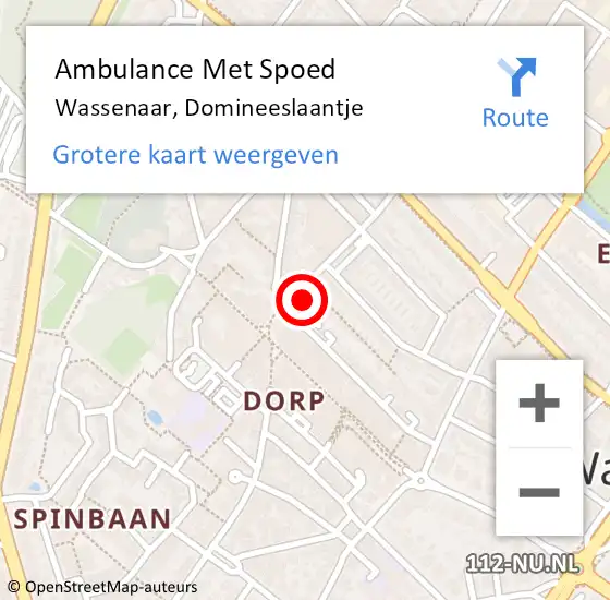 Locatie op kaart van de 112 melding: Ambulance Met Spoed Naar Wassenaar, Domineeslaantje op 10 maart 2024 01:21