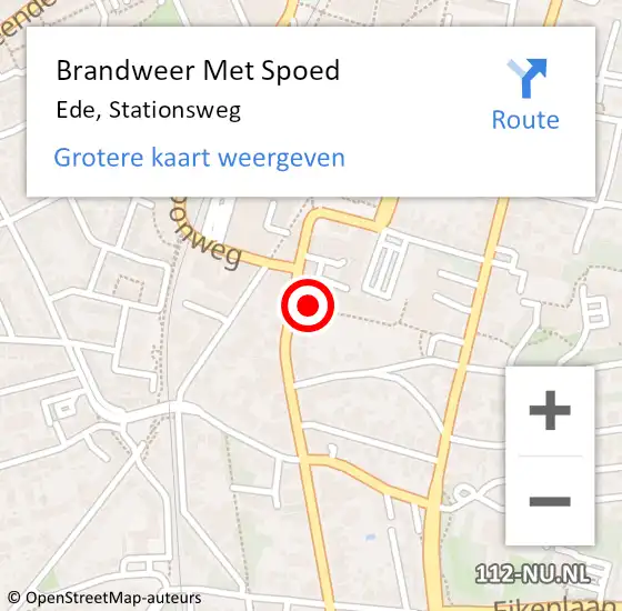 Locatie op kaart van de 112 melding: Brandweer Met Spoed Naar Ede, Stationsweg op 10 maart 2024 01:23