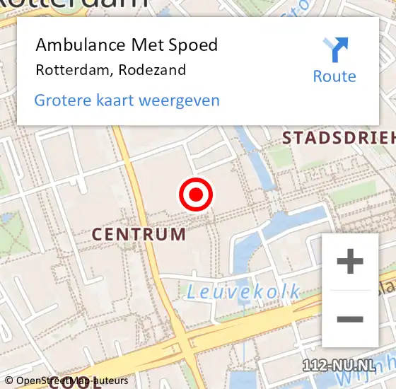 Locatie op kaart van de 112 melding: Ambulance Met Spoed Naar Rotterdam, Rodezand op 10 maart 2024 01:37