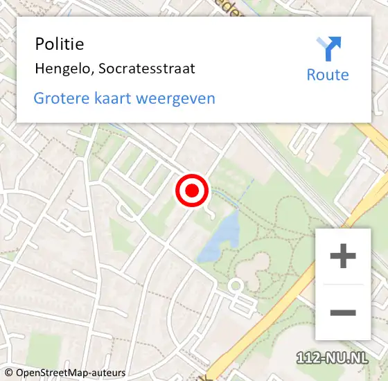 Locatie op kaart van de 112 melding: Politie Hengelo, Socratesstraat op 10 maart 2024 01:45