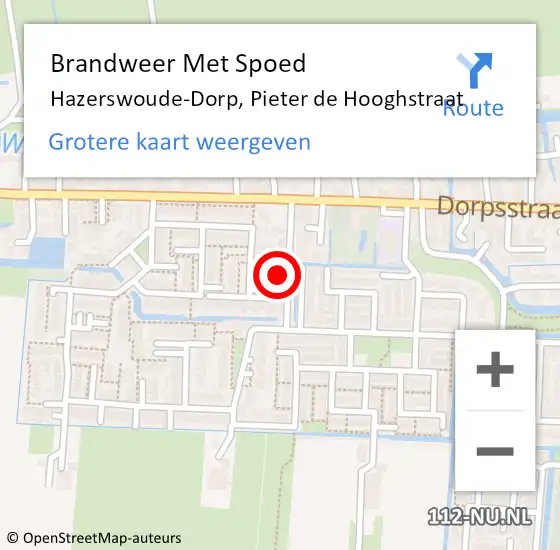 Locatie op kaart van de 112 melding: Brandweer Met Spoed Naar Hazerswoude-Dorp, Pieter de Hooghstraat op 10 maart 2024 02:06