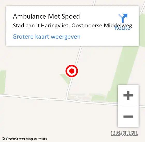 Locatie op kaart van de 112 melding: Ambulance Met Spoed Naar Stad aan 't Haringvliet, Oostmoerse Middelweg op 10 maart 2024 02:06