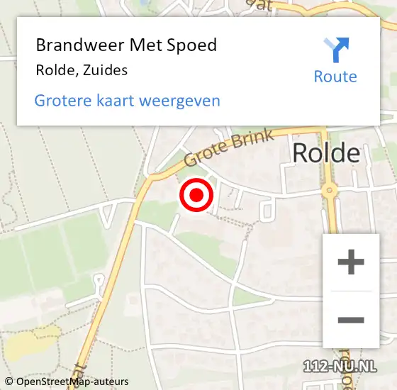 Locatie op kaart van de 112 melding: Brandweer Met Spoed Naar Rolde, Zuides op 10 maart 2024 04:05