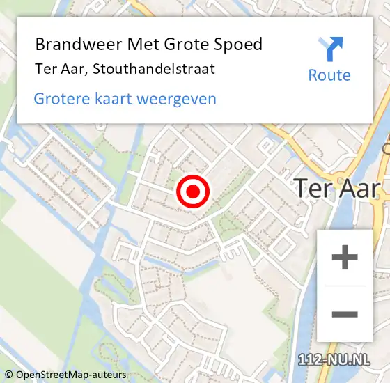 Locatie op kaart van de 112 melding: Brandweer Met Grote Spoed Naar Ter Aar, Stouthandelstraat op 10 maart 2024 05:10