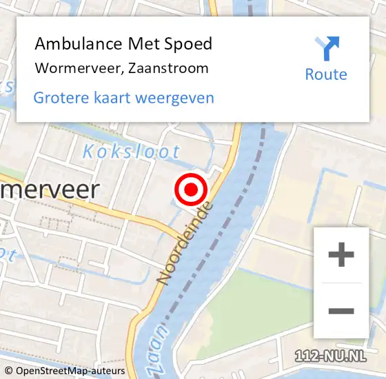 Locatie op kaart van de 112 melding: Ambulance Met Spoed Naar Wormerveer, Zaanstroom op 10 maart 2024 05:31