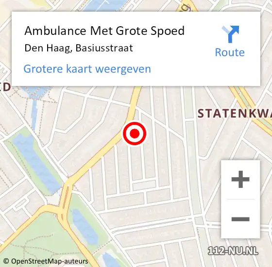 Locatie op kaart van de 112 melding: Ambulance Met Grote Spoed Naar Den Haag, Basiusstraat op 10 maart 2024 07:10