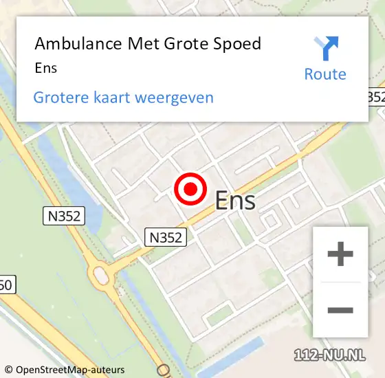 Locatie op kaart van de 112 melding: Ambulance Met Grote Spoed Naar Ens op 10 maart 2024 07:34