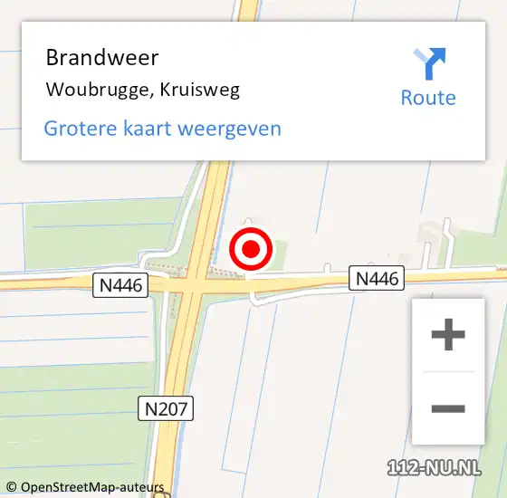 Locatie op kaart van de 112 melding: Brandweer Woubrugge, Kruisweg op 10 maart 2024 07:48