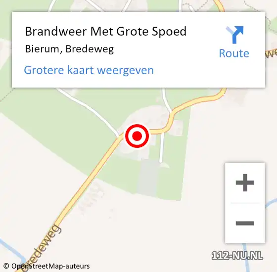 Locatie op kaart van de 112 melding: Brandweer Met Grote Spoed Naar Bierum, Bredeweg op 10 maart 2024 07:48
