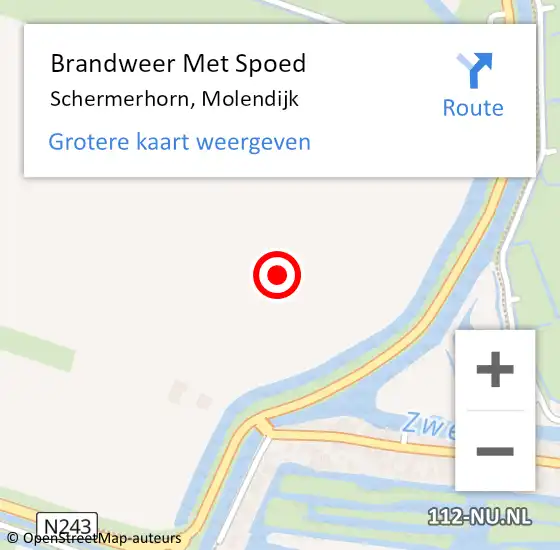 Locatie op kaart van de 112 melding: Brandweer Met Spoed Naar Schermerhorn, Molendijk op 10 maart 2024 07:54
