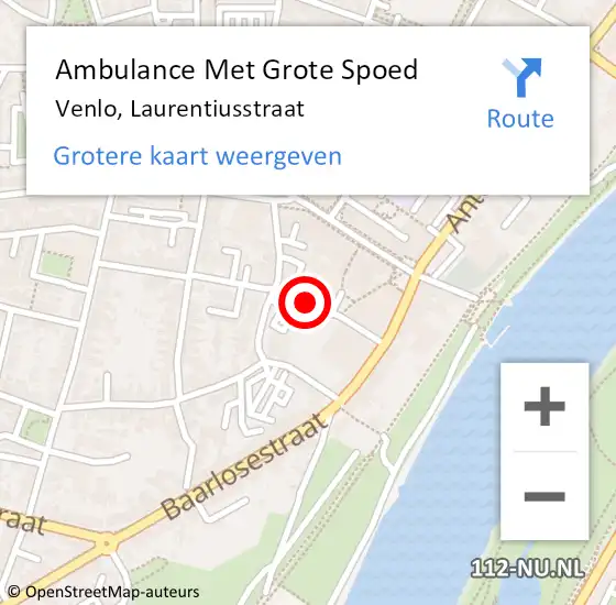 Locatie op kaart van de 112 melding: Ambulance Met Grote Spoed Naar Blerick, Laurentiusplein op 28 september 2014 17:05