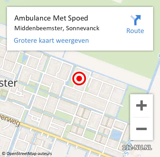 Locatie op kaart van de 112 melding: Ambulance Met Spoed Naar Middenbeemster, Sonnevanck op 10 maart 2024 08:55