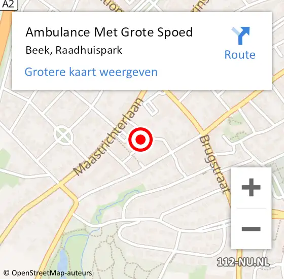 Locatie op kaart van de 112 melding: Ambulance Met Grote Spoed Naar Beek, Raadhuispark op 10 maart 2024 09:21