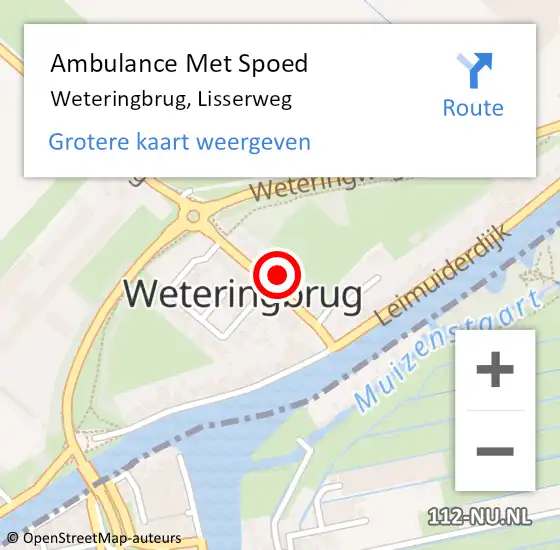 Locatie op kaart van de 112 melding: Ambulance Met Spoed Naar Weteringbrug, Lisserweg op 10 maart 2024 09:41