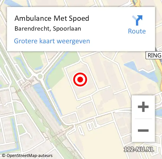 Locatie op kaart van de 112 melding: Ambulance Met Spoed Naar Barendrecht, Spoorlaan op 10 maart 2024 10:17