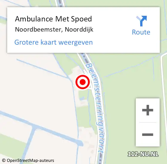 Locatie op kaart van de 112 melding: Ambulance Met Spoed Naar Noordbeemster, Noorddijk op 10 maart 2024 10:28