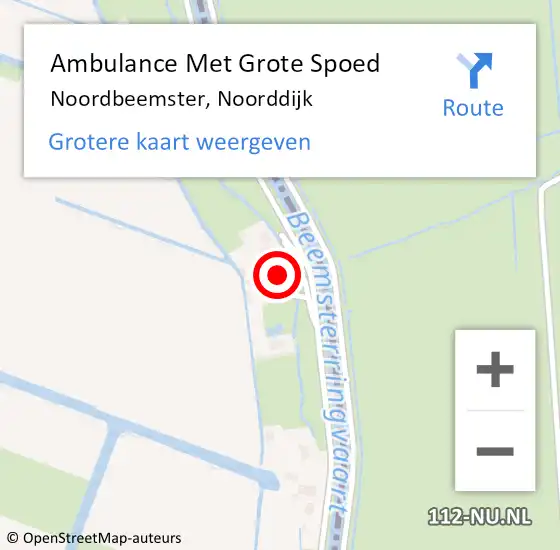 Locatie op kaart van de 112 melding: Ambulance Met Grote Spoed Naar Noordbeemster, Noorddijk op 10 maart 2024 10:29