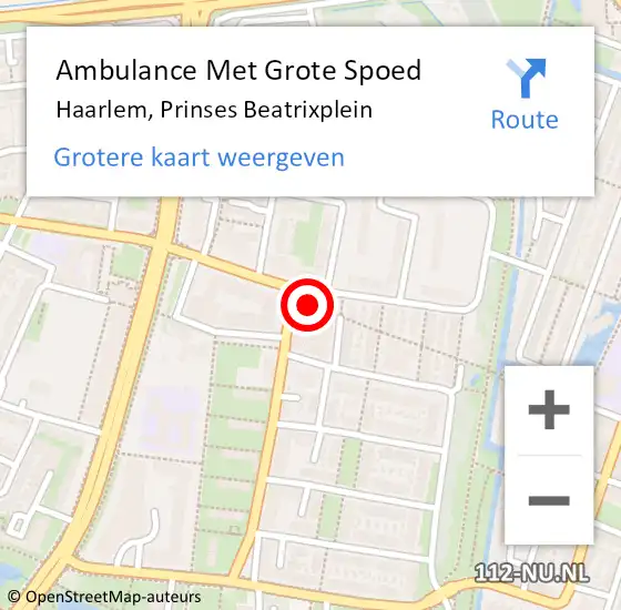 Locatie op kaart van de 112 melding: Ambulance Met Grote Spoed Naar Haarlem, Prinses Beatrixplein op 10 maart 2024 10:32